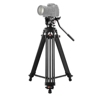 PULUZ Professional Heavy Duty Video Camcorder Aluminum Alloy Tripod with Fluid Drag Head for DSLR / SLR Camera, Adjustable Height: 80-160cm, 80-160cm Tripod - TOYFACTORY